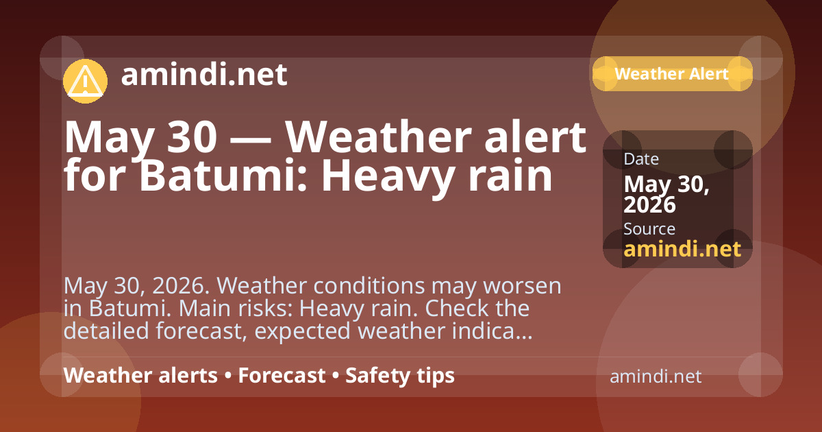 May 30 — Weather alert for Batumi: Heavy rain