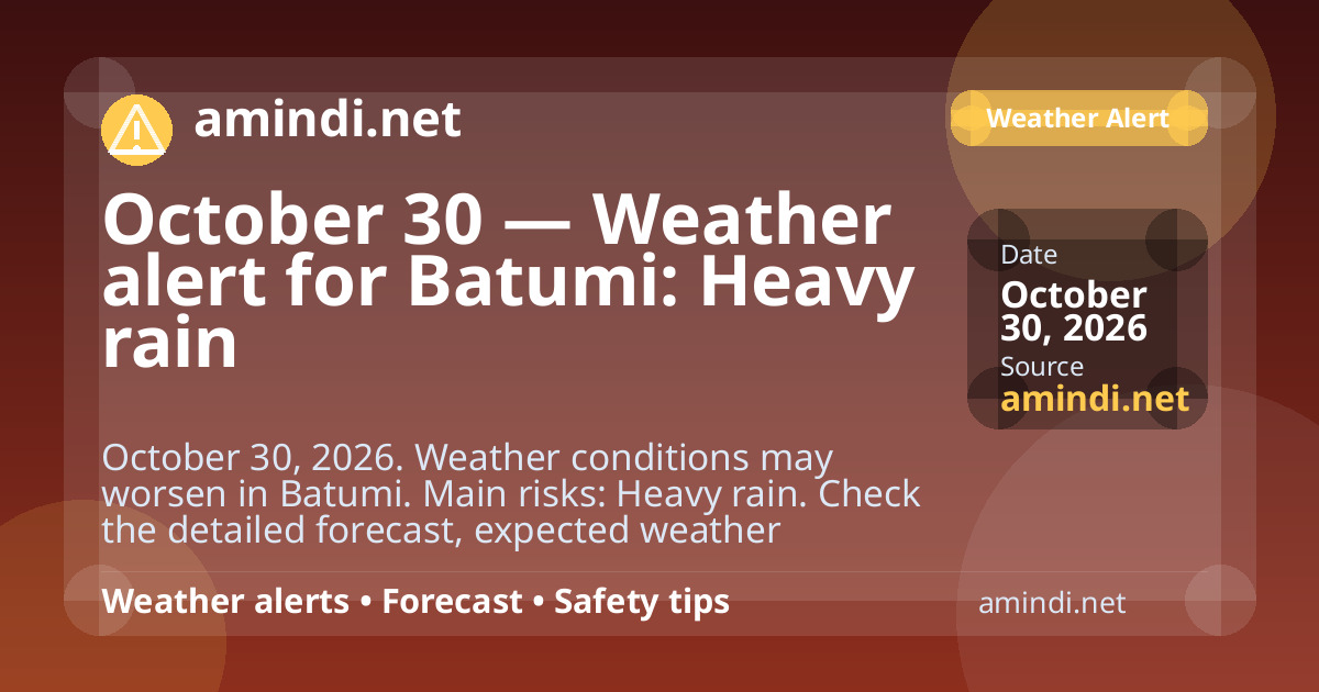 October 30 — Weather alert for Batumi: Heavy rain