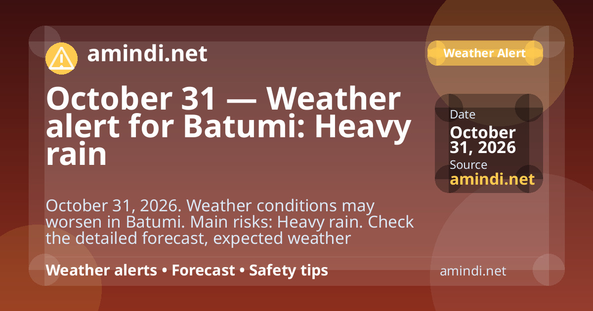 October 31 — Weather alert for Batumi: Heavy rain