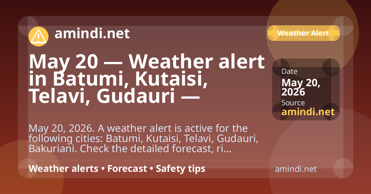 May 20 — Weather alert in Batumi, Kutaisi, Gudauri, Bakuriani — Thunderstorm / stormy weather