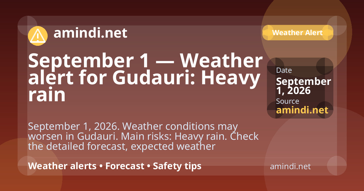 September 1 — Weather alert for Gudauri: Heavy rain