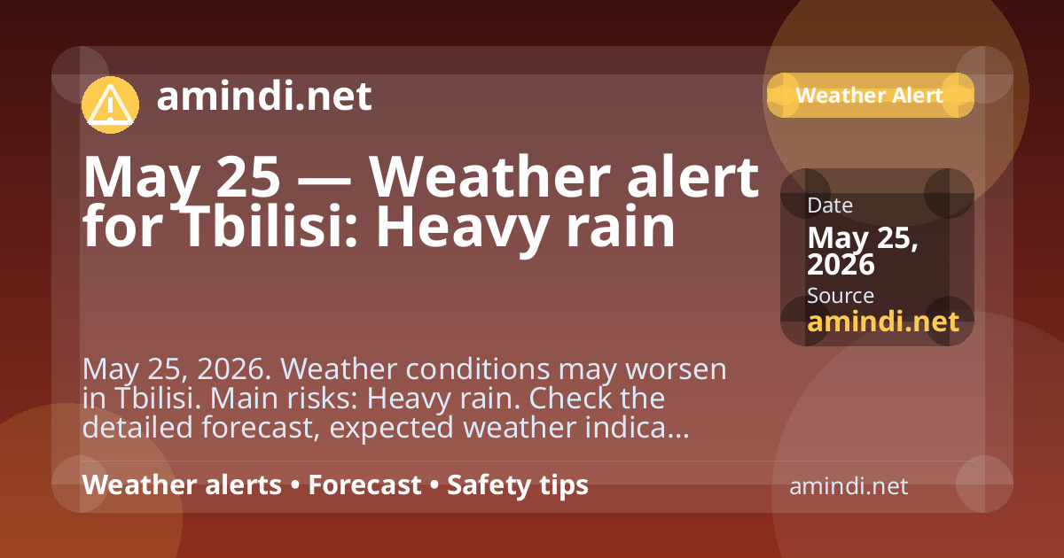May 25 — Weather alert for Tbilisi: Heavy rain