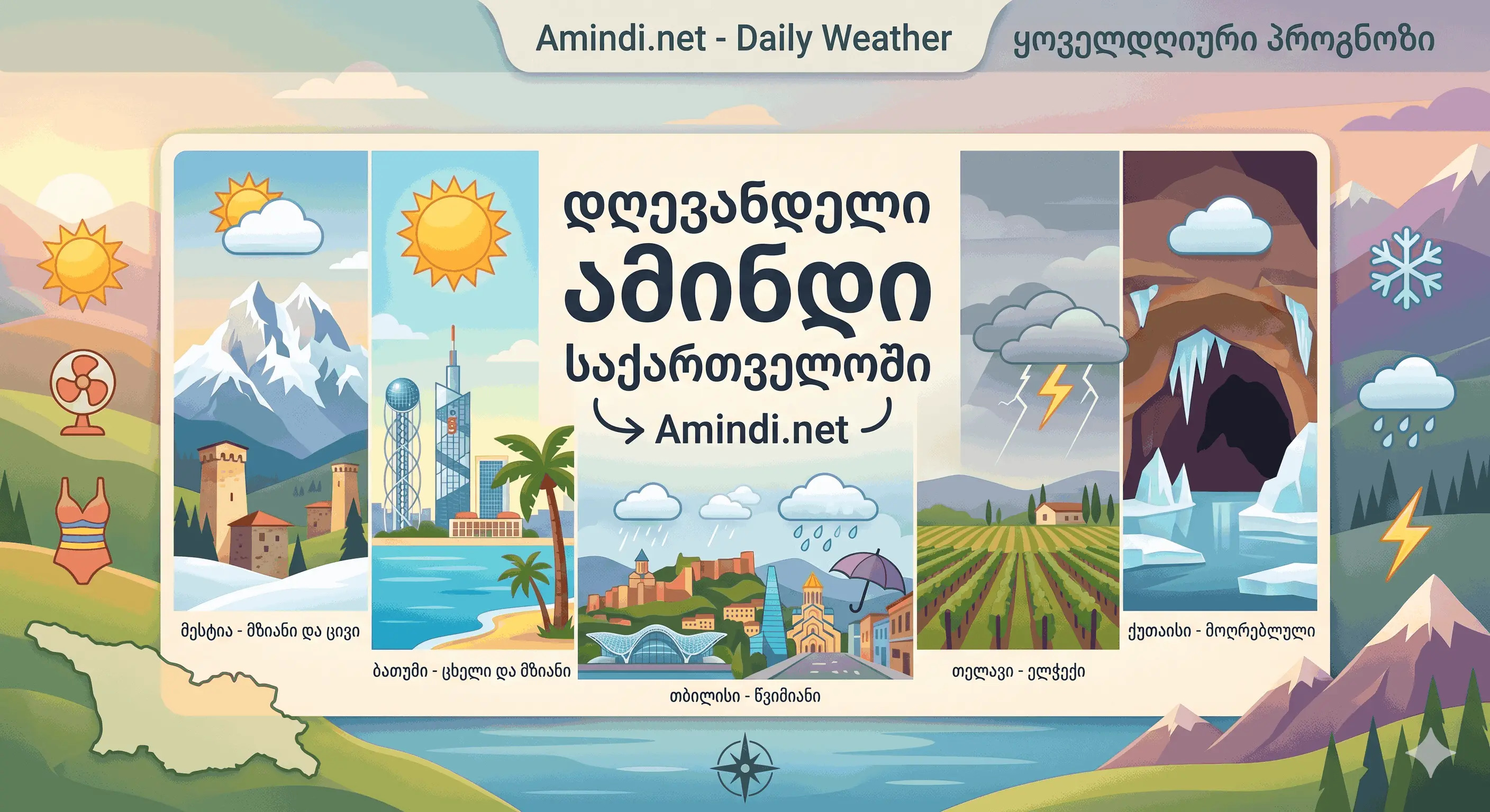 დღევანდელი ამინდი საქართველოს ქალაქებში – 19 აპრილი, 2026 წელი